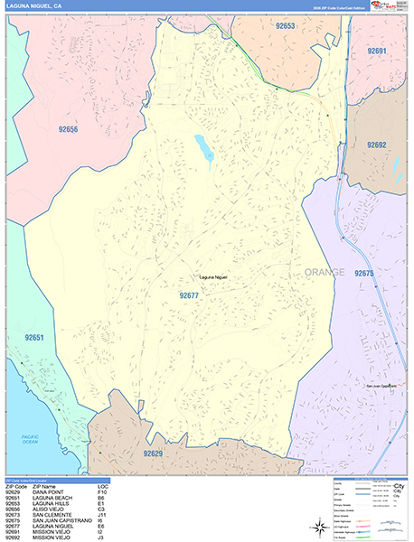 Laguna Niguel Map Color Cast Style